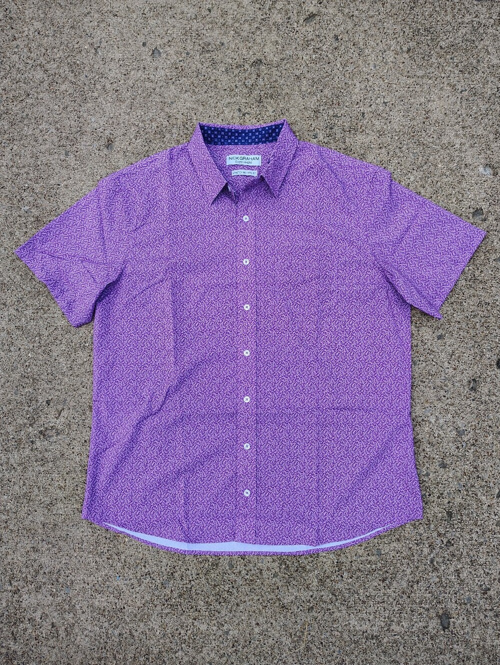 Nick Graham Everywhere Shirt Mens XL Pink Purple Geometric Stretch Modern Fit